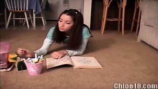 Teen Rams Crayon Deep In Her Tight Cunt!